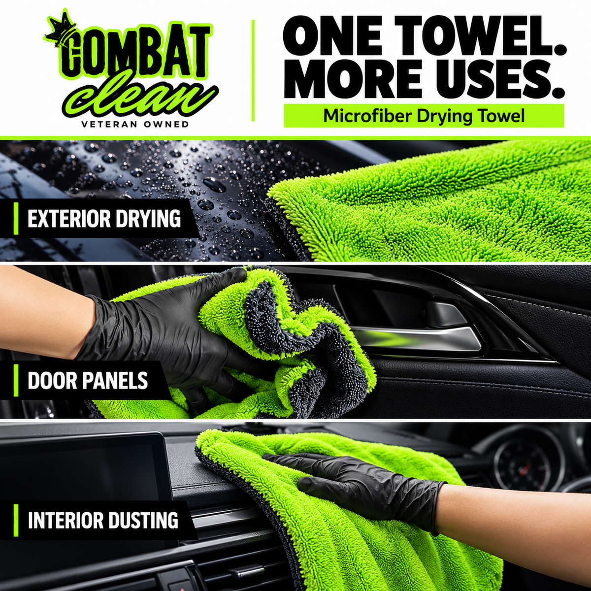 Combat Clean Co. 1400 GSM Microfiber Drying Towel